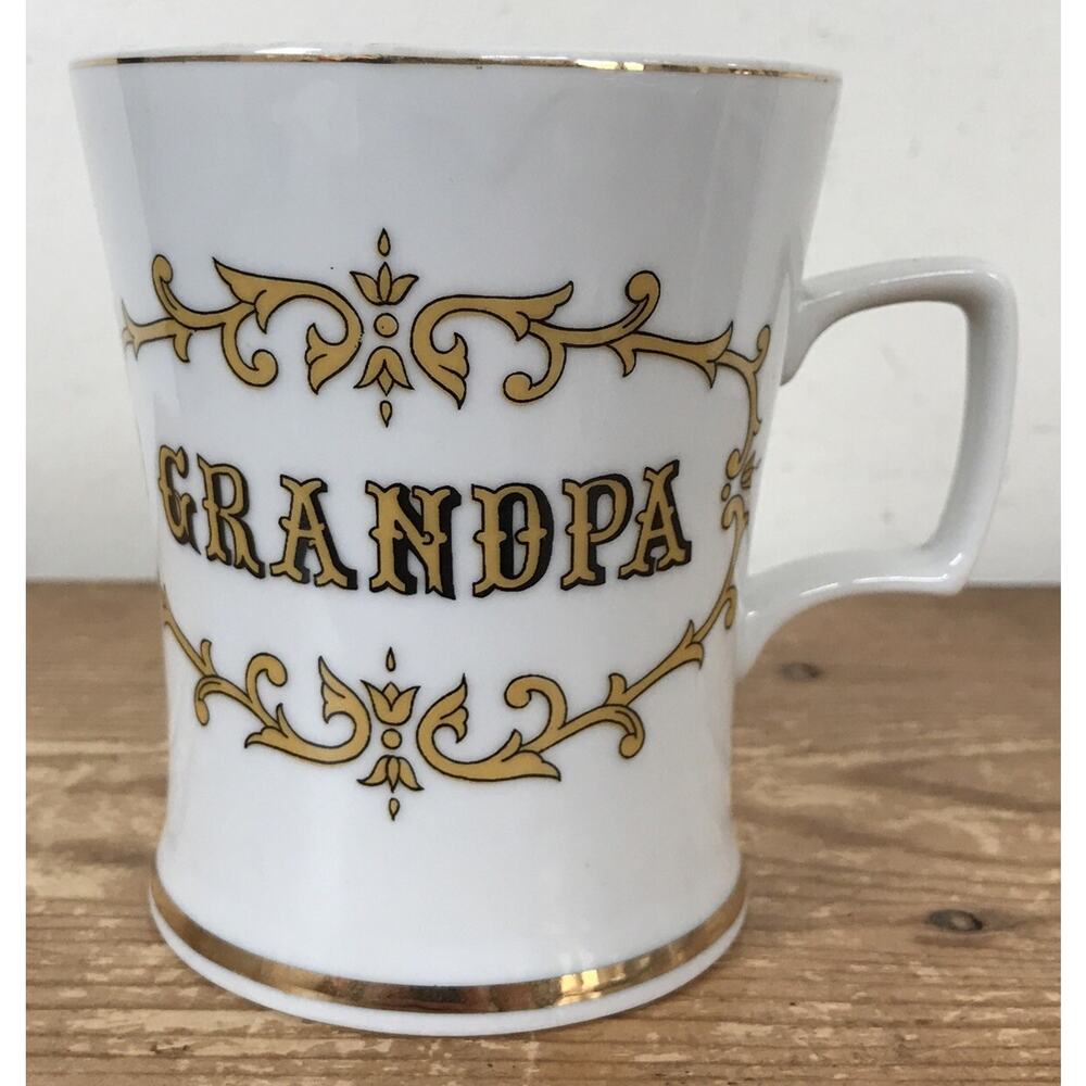 Vintage 70s Mid Century Knobler Japan Porcelain Grandpa Coffee Tea Mug